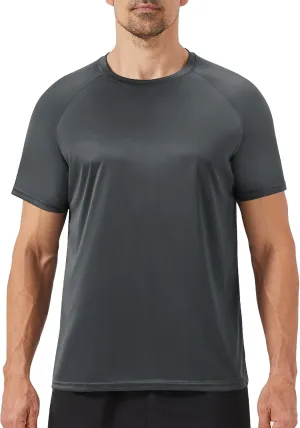 Workout Mens Shirts - Casual Black Dry Fit Moisture Wicking T-Shirts Crew Neck Short Sleeve for Gym Athletic Running