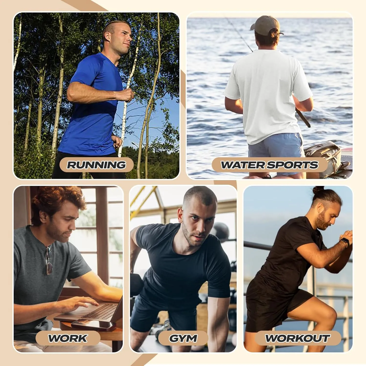 Workout Mens Shirts - Casual Black Dry Fit Moisture Wicking T-Shirts Crew Neck Short Sleeve for Gym Athletic Running