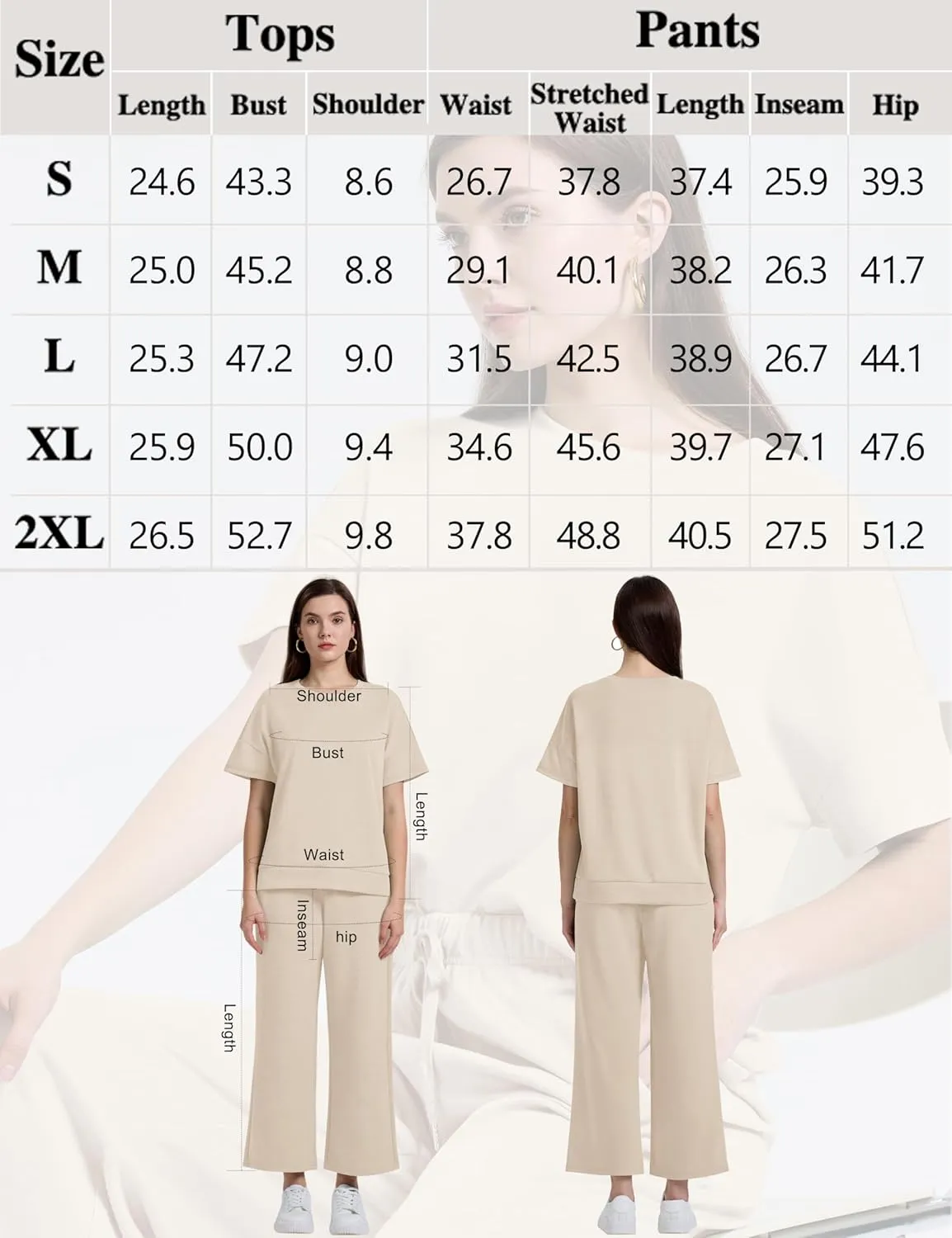 XIEERDUO Women's 2 Piece Outfits For Women Loose Pajamas Pullover Tops And Wide Leg Pants Lounge Sets Tracksuit Sweatsuit