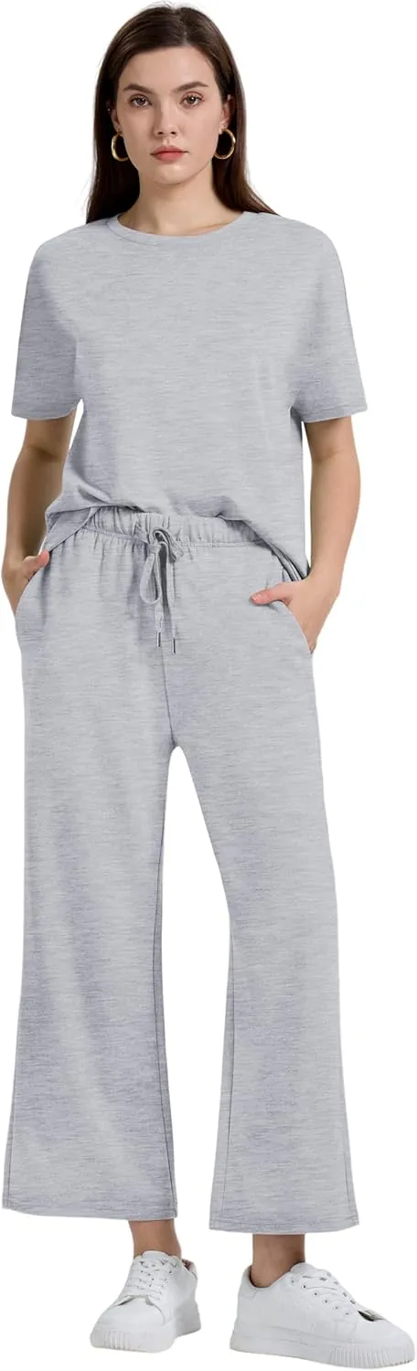 XIEERDUO Women's 2 Piece Outfits For Women Loose Pajamas Pullover Tops And Wide Leg Pants Lounge Sets Tracksuit Sweatsuit