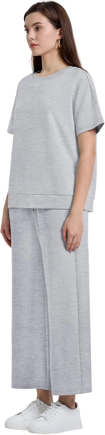 XIEERDUO Women's 2 Piece Outfits For Women Loose Pajamas Pullover Tops And Wide Leg Pants Lounge Sets Tracksuit Sweatsuit