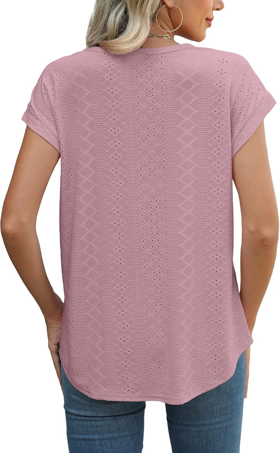 XIEERDUO Womens Tops Short Sleeve Shirts Blouses for Women Dressy Casual Cap Sleeve Tops with Curved Hem