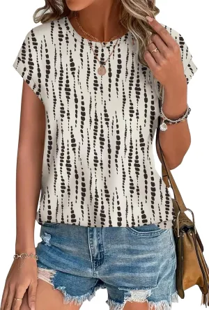 XIEERDUO Womens Tops Short Sleeve Shirts Blouses for Women Dressy Casual Cap Sleeve Tops with Curved Hem