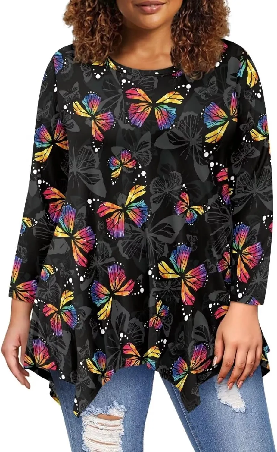 YEXIATODO Plus Size Womens Tops Tunic Tops for Women Loose Fit S-3XL
