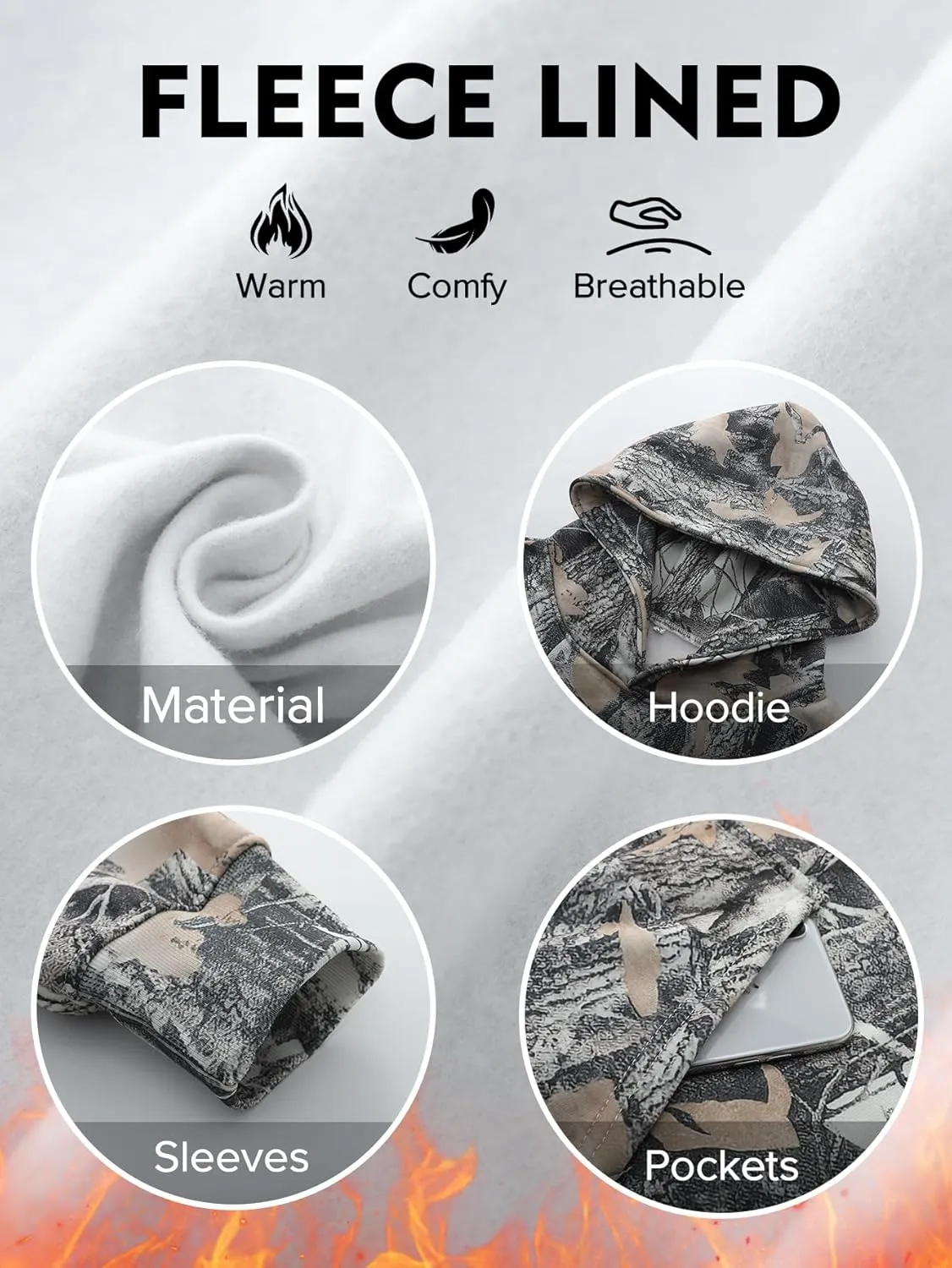 YKR Camo Sweatsuits for Women 2 Piece Outfit Camo Maple Leaf Hoodie Printed Fleece Sweatpants Lounge Sets