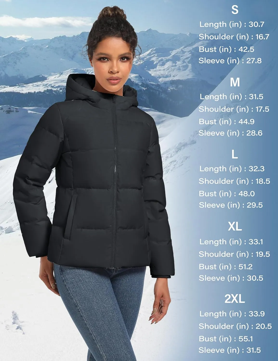 YUCOLEN Womens Down Puffer Jacket Quilted Lightweight Zip Up Alternative Coat Winter Hooded Outwear with Pockets