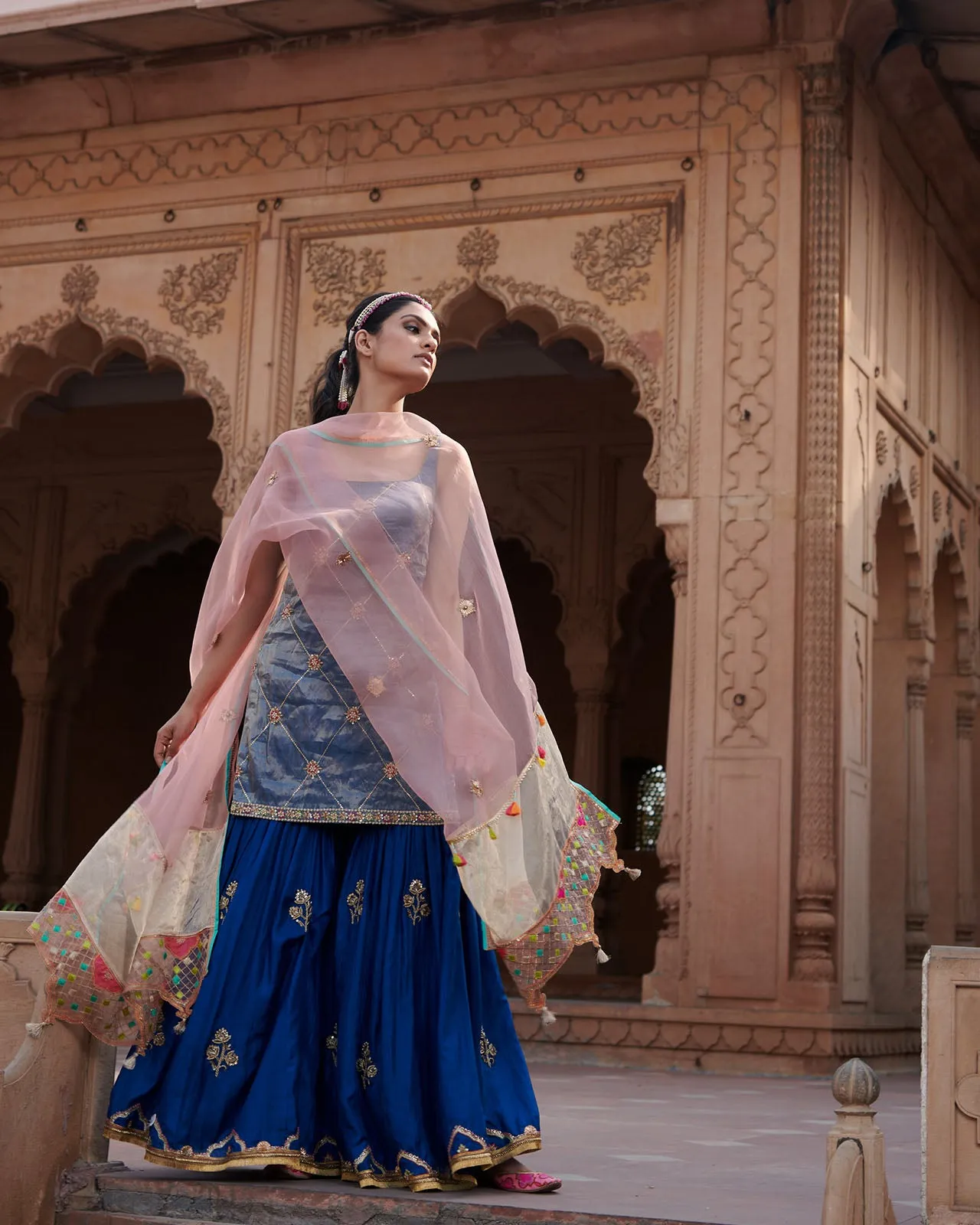 Zahra Pastel Pink Panel Dupatta