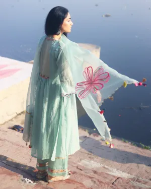 Zaynab Powder Blue Flower Dupatta