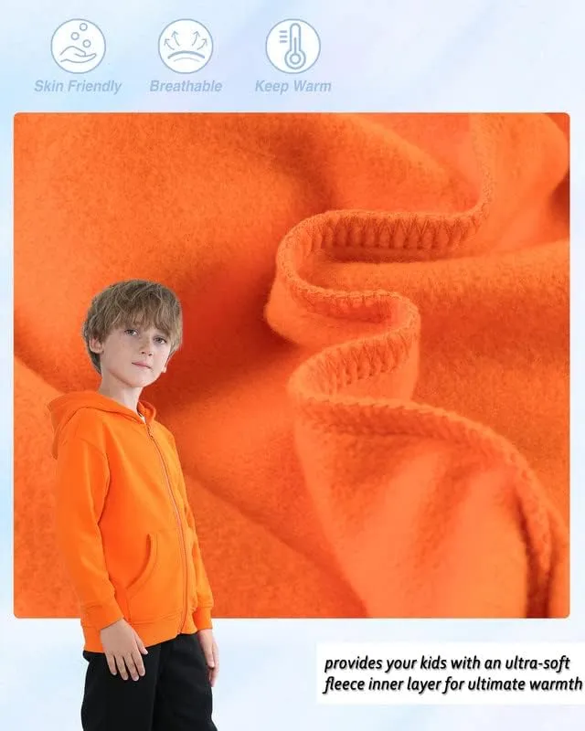 Zip up Hoodie Kids Fleece Hooded Sweatshirts for Boys Girls Toddlers Hooded Full Zipper Jacket Shirt 3-12Y