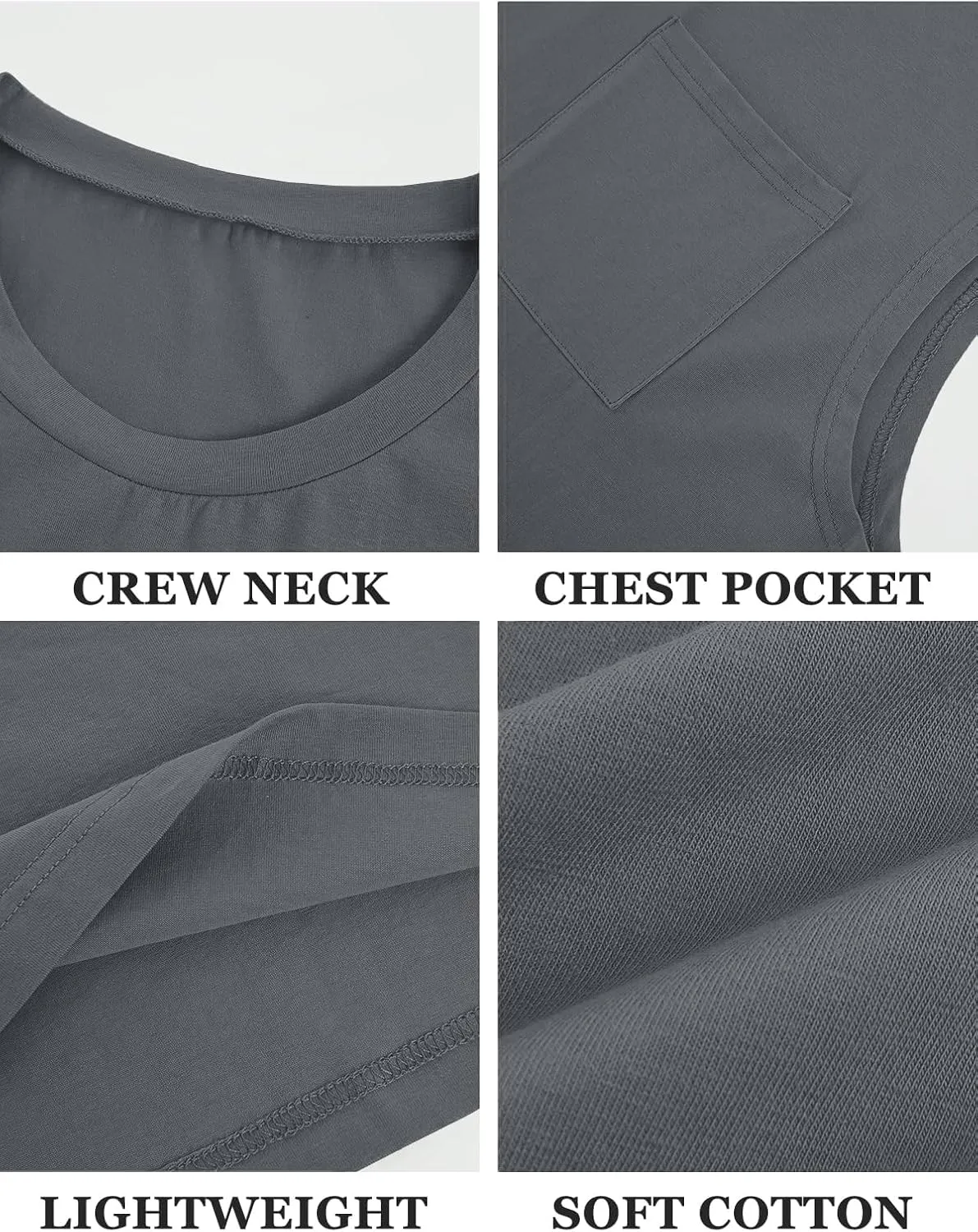 ZIWOCH Mens Sleeveless Tank Tops Workout Cut Off Shirts Muscle Gym T Shirts with Pocket